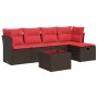 Set sofás de jardín 6 piezas y cojines ratán sintético marrón by , Garden sets - Ref: Foro24-3325280, Price: 408,18 €, Discou...