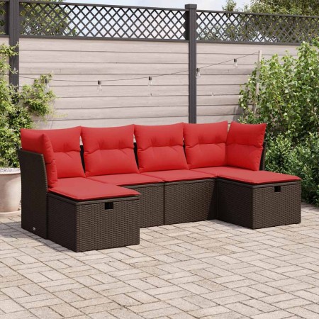Set sofás de jardín 6 piezas y cojines ratán sintético marrón by , Garden sets - Ref: Foro24-3325330, Price: 410,04 €, Discou...