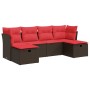 Set sofás de jardín 6 piezas y cojines ratán sintético marrón by , Garden sets - Ref: Foro24-3325330, Price: 410,04 €, Discou...
