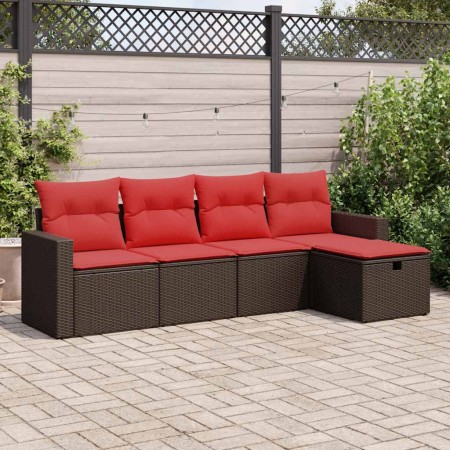 Set comedor de jardín 5 piezas y cojines ratán sintético marrón von , Gartensets - Ref: Foro24-3325370, Preis: 352,99 €, Raba...