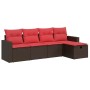 Set comedor de jardín 5 piezas y cojines ratán sintético marrón von , Gartensets - Ref: Foro24-3325370, Preis: 352,99 €, Raba...