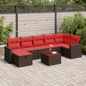 Set sofás de jardín 8 piezas y cojines ratán