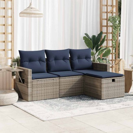 Set de sofás de jardín 4 pzas y cojines ratán sintético gris by , Garden sets - Ref: Foro24-3325457, Price: 305,48 €, Discoun...
