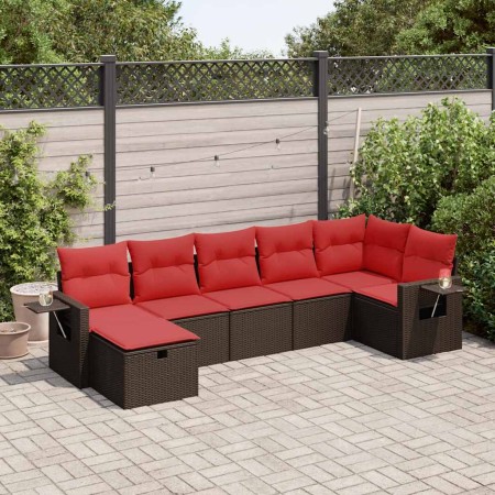 Juego de sofás de jardín 7 piezas con cojines ratán PE marrón by , Garden sets - Ref: Foro24-3325510, Price: 501,28 €, Discou...