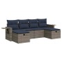 Set de muebles de jardín 6 pzas y cojines ratán sintético gris | Foro24.es | Tu tienda online para hogar, jardín y más Foro24.es
