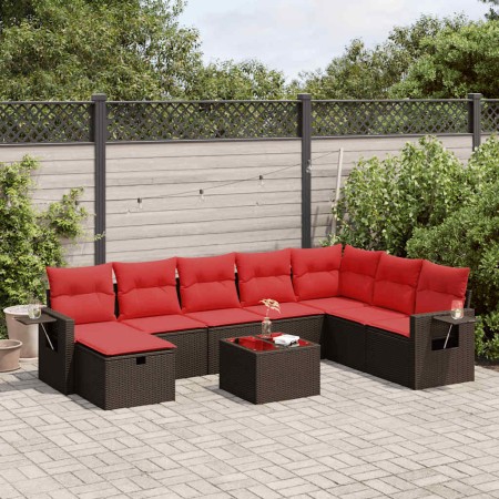 Set de sofás de jardín 9 pzas y cojines ratán sintético marrón by , Garden sets - Ref: Foro24-3325550, Price: 619,39 €, Disco...