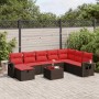 Set de sofás de jardín 9 pzas y cojines ratán sintético marrón by , Garden sets - Ref: Foro24-3325550, Price: 619,39 €, Disco...