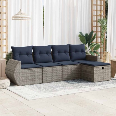 Juego de sofás jardín con cojines 5 pzas ratán sintético gris | Foro24.es | Tu tienda online para hogar, jardín y más Foro24.es