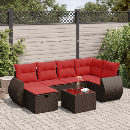 Juego de sofás de jardín 7 piezas con cojines ratán PE marrón by , Garden sets - Ref: Foro24-3325600, Price: 516,02 €, Discou...