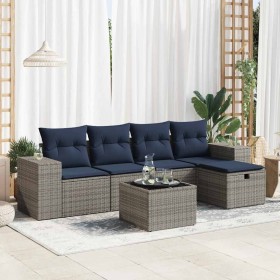 Set de muebles de jardín 6 pzas y cojines ratán