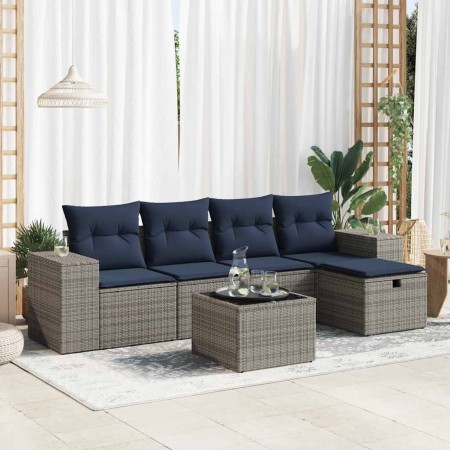 Set de muebles de jardín 6 pzas y cojines ratán sintético gris by , Garden sets - Ref: Foro24-3325677, Price: 429,25 €, Disco...