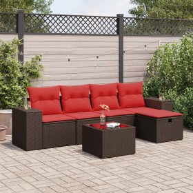 Set sofás de jardín 6 piezas y cojines ratán sintético marrón by , Garden sets - Ref: Foro24-3325680, Price: 427,24 €, Discou...
