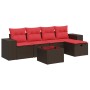 Set sofás de jardín 6 piezas y cojines ratán sintético marrón by , Garden sets - Ref: Foro24-3325680, Price: 427,24 €, Discou...