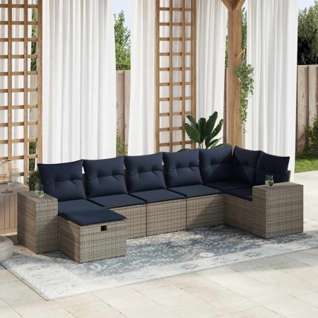 Set de sofás de jardín 7 pzas con cojines ratán sintético gris | Foro24.es | Tu tienda online para hogar, jardín y más Foro24.es