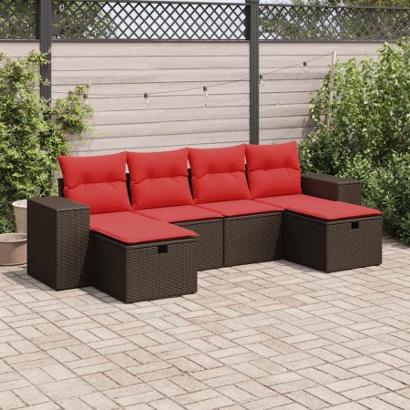 Set sofás de jardín 6 piezas y cojines ratán sintético marrón | Foro24.es | Tu tienda online para hogar, jardín y más Foro24.es