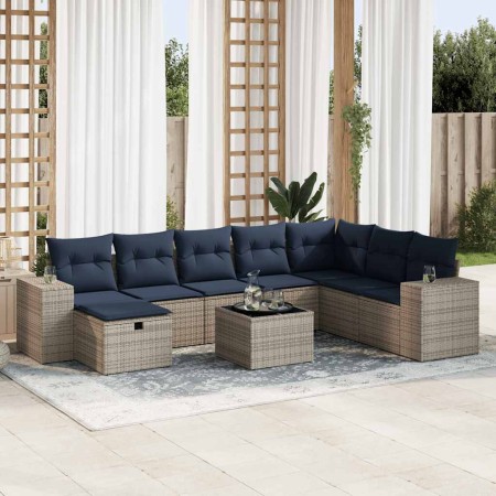 Set de sofás de jardín con cojines 9 pzas ratán sintético gris | Foro24.es | Tu tienda online para hogar, jardín y más Foro24.es