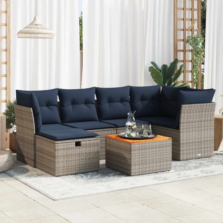Set de sofás de jardín 7 pzas con cojines ratán sintético gris de , Conjuntos de jardín - Ref: Foro24-3325764, Precio: 500,35...