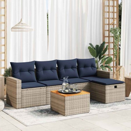 Set de muebles de jardín 6 pzas y cojines ratán sintético gris by , Garden sets - Ref: Foro24-3325785, Price: 401,61 €, Disco...