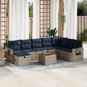Set de sofás de jardín con cojines 9 pzas ratán sintético gris by , Garden sets - Ref: Foro24-3325834, Price: 631,60 €, Disco...