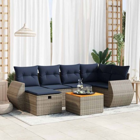 Set de sofás de jardín 7 pzas con cojines ratán sintético gris by , Garden sets - Ref: Foro24-3325848, Price: 514,08 €, Disco...