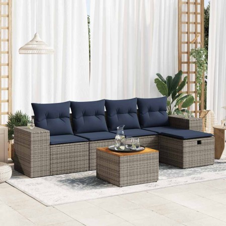 Set de muebles de jardín 6 pzas y cojines ratán sintético gris by , Garden sets - Ref: Foro24-3325869, Price: 424,70 €, Disco...