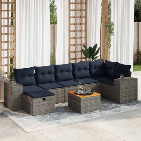 Set de sofás de jardín y cojines 8 piezas ratán sintético gris by , Garden sets - Ref: Foro24-3325883, Price: 588,11 €, Disco...