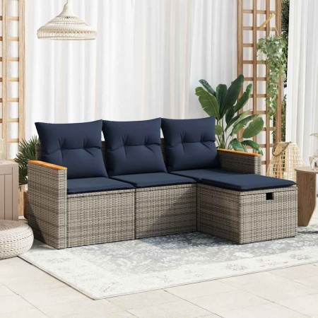 Set de sofás de jardín 4 pzas y cojines ratán sintético gris by , Garden sets - Ref: Foro24-3325897, Price: 298,20 €, Discoun...