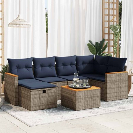 Set de sofás de jardín 7 pzas con cojines ratán sintético gris | Foro24.es | Tu tienda online para hogar, jardín y más Foro24.es