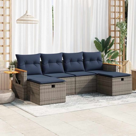 Set de muebles de jardín 6 pzas y cojines ratán sintético gris | Foro24.es | Tu tienda online para hogar, jardín y más Foro24.es