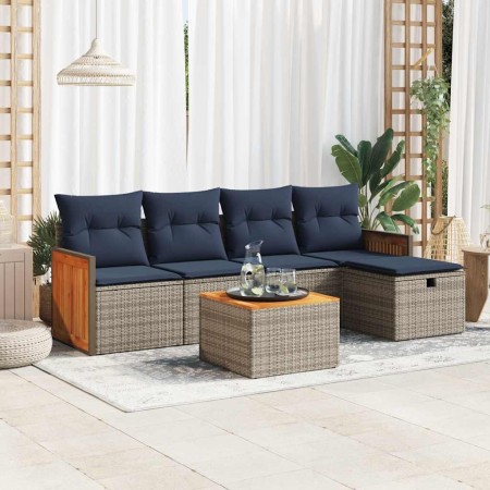 Set de muebles de jardín 6 pzas y cojines ratán sintético gris by , Garden sets - Ref: Foro24-3326023, Price: 416,88 €, Disco...