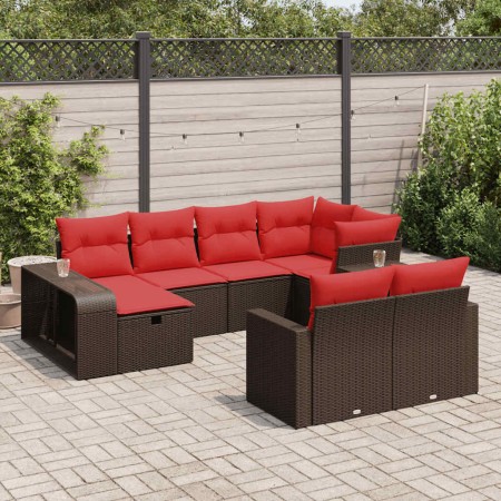 Set de sofás de jardín 10 pzas y cojines ratán sintético marrón by , Garden sets - Ref: Foro24-3326068, Price: 647,97 €, Disc...