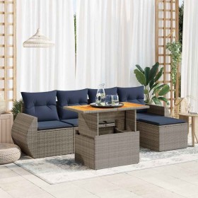 Set de muebles de jardín 6 pzas y cojines ratán sintético gris by , Garden sets - Ref: Foro24-3327253, Price: 466,90 €, Disco...