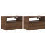 Mesitas de noche de pared 2 uds color marrón roble 45x26x28,5cm by , Nightstands - Ref: Foro24-858609, Price: 75,29 €, Discou...