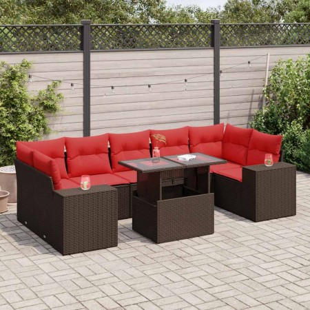 Juego Sofá Jardín 8 Piezas con Cojines Marrón Poli Ratán Acacia by , Garden sets - Ref: Foro24-3326765, Price: 656,45 €, Disc...