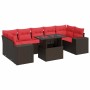 Juego Sofá Jardín 8 Piezas con Cojines Marrón Poli Ratán Acacia by , Garden sets - Ref: Foro24-3326765, Price: 656,45 €, Disc...