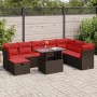 Juego Sofá Jardín 9 Piezas con Cojines Marrón Poli Ratán Acacia by , Garden sets - Ref: Foro24-3327804, Price: 675,85 €, Disc...
