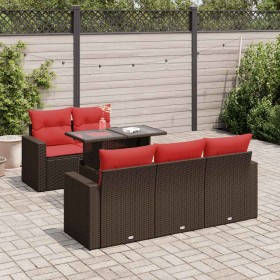Juego Sofá Jardín 6 Piezas con Cojines Marrón Poli Ratán Acacia by , Garden sets - Ref: Foro24-3326255, Price: 494,53 €, Disc...