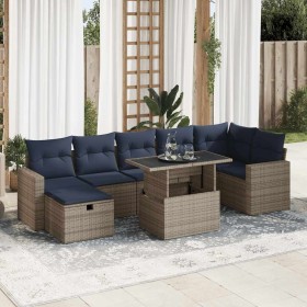 Juego Sofá Jardín 8 Piezas con Cojines Marrón Poli Ratán Acacia de , Conjuntos de jardín - Ref: Foro24-3327831, Precio: 617,8...