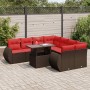 Juego Sofá Jardín 9 Piezas con Cojines Marrón Poli Ratán Acacia by , Garden sets - Ref: Foro24-3326615, Price: 724,16 €, Disc...