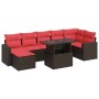 Juego Sofá Jardín 7 Piezas con Cojines Marrón Poli Ratán Acacia by , Garden sets - Ref: Foro24-3326365, Price: 604,98 €, Disc...