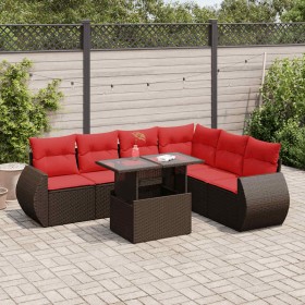 Juego Sofá Jardín 7 Piezas con Cojines Marrón Poli Ratán Acacia by , Garden sets - Ref: Foro24-3326655, Price: 568,81 €, Disc...