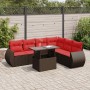 Juego Sofá Jardín 7 Piezas con Cojines Marrón Poli Ratán Acacia by , Garden sets - Ref: Foro24-3326655, Price: 568,81 €, Disc...