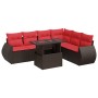 Juego Sofá Jardín 7 Piezas con Cojines Marrón Poli Ratán Acacia by , Garden sets - Ref: Foro24-3326655, Price: 568,81 €, Disc...