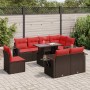 Juego Sofá Jardín 9 Piezas con Cojines Marrón Poli Ratán Acacia by , Garden sets - Ref: Foro24-3326505, Price: 703,64 €, Disc...