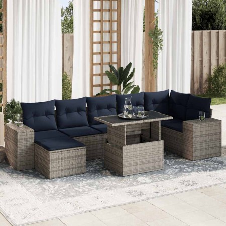 Set sofás jardín y cojines 8 pzas ratán sintético acacia gris by , Garden sets - Ref: Foro24-3326842, Price: 641,83 €, Discou...