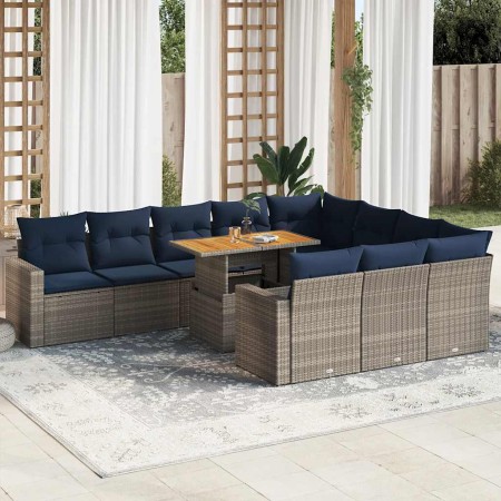 Set de sofás de jardín 11 pzas y cojines ratán sintético gris von , Gartensets - Ref: Foro24-3327092, Preis: 896,08 €, Rabatt...