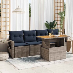 Juego de sofás jardín con cojines 5 pzas ratán sintético gris by , Garden sets - Ref: Foro24-3327099, Price: 399,49 €, Discou...