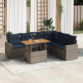 Set de sofás de jardín 7 pzas con cojines ratán sintético gris by , Garden sets - Ref: Foro24-3327050, Price: 552,53 €, Disco...