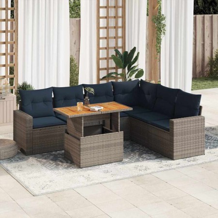 Set de sofás de jardín 7 pzas con cojines ratán sintético gris by , Garden sets - Ref: Foro24-3327050, Price: 552,53 €, Disco...