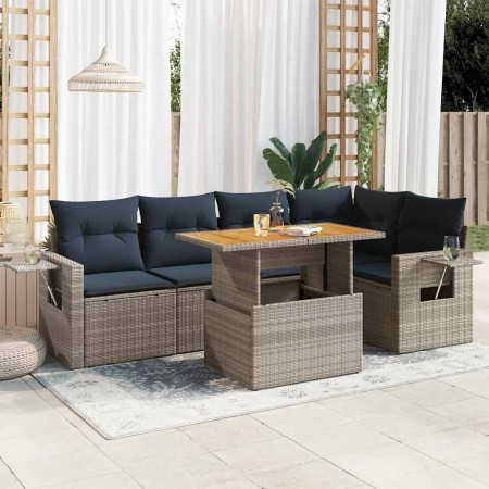 Set de muebles de jardín 6 pzas y cojines ratán sintético gris by , Garden sets - Ref: Foro24-3327155, Price: 484,65 €, Disco...